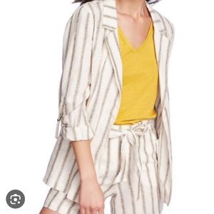 1 State linen blazer with stripes